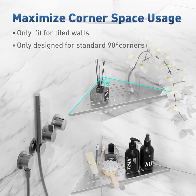 Corner Shower Shelf 10" Slot Design Bathroom Shelves - Image 3
