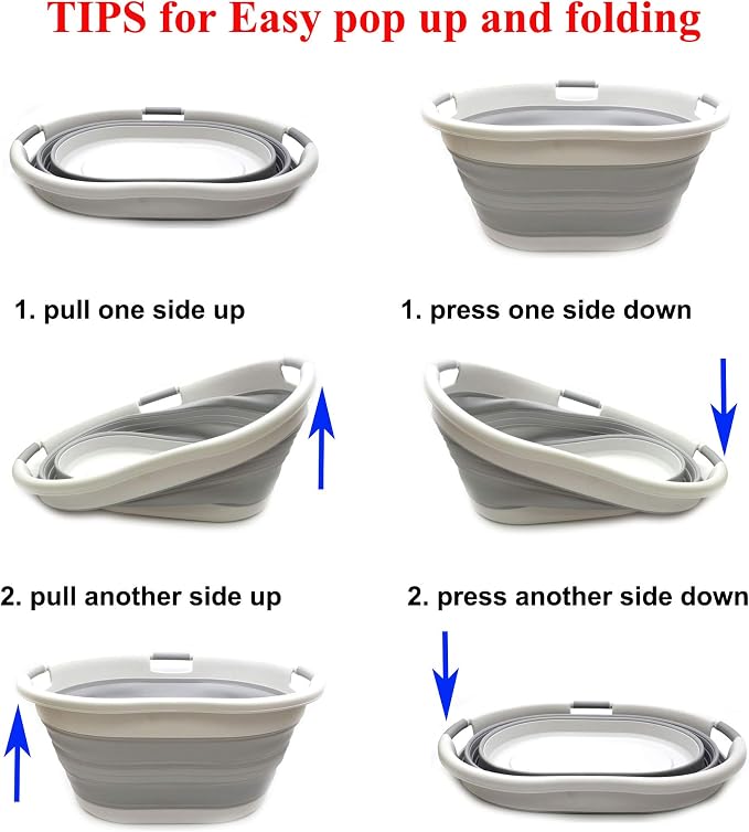 SAMMART 57L Collapsible 3-Handled Plastic Laundry Basket - Image 8