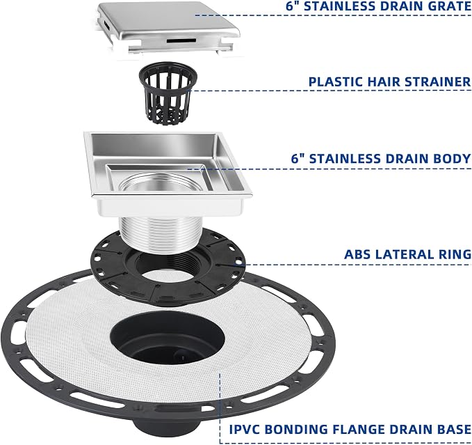 4-Inch Square Shower Drain Kit - Image 4