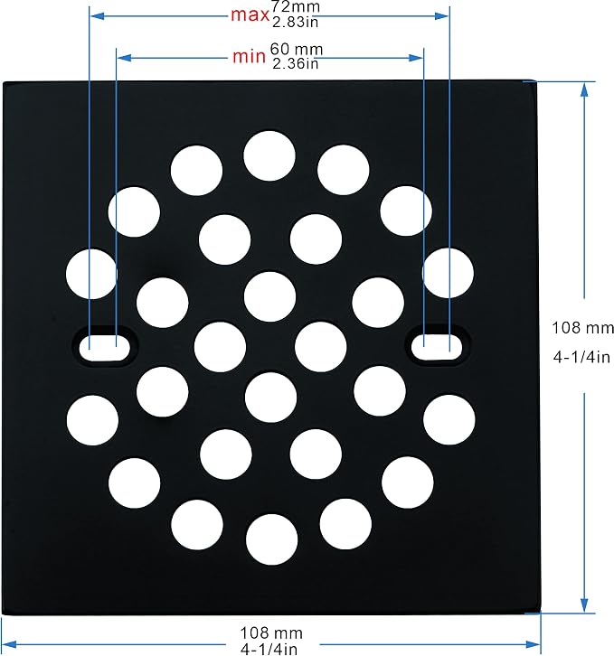 RRAJJ Square Improve 4-1/4 Inch Screw-in Shower Floor Drain Grate Strainer - Image 2