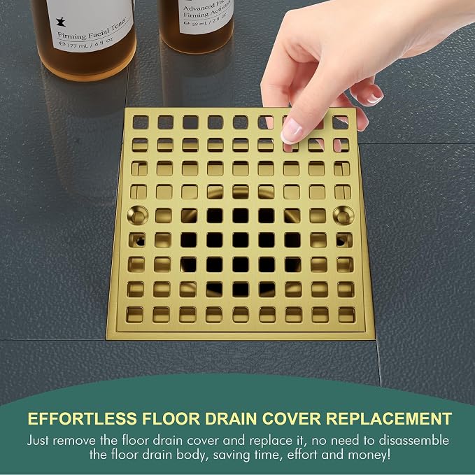 3-7/8" Brushed Gold Shower Drain Cover - Image 6