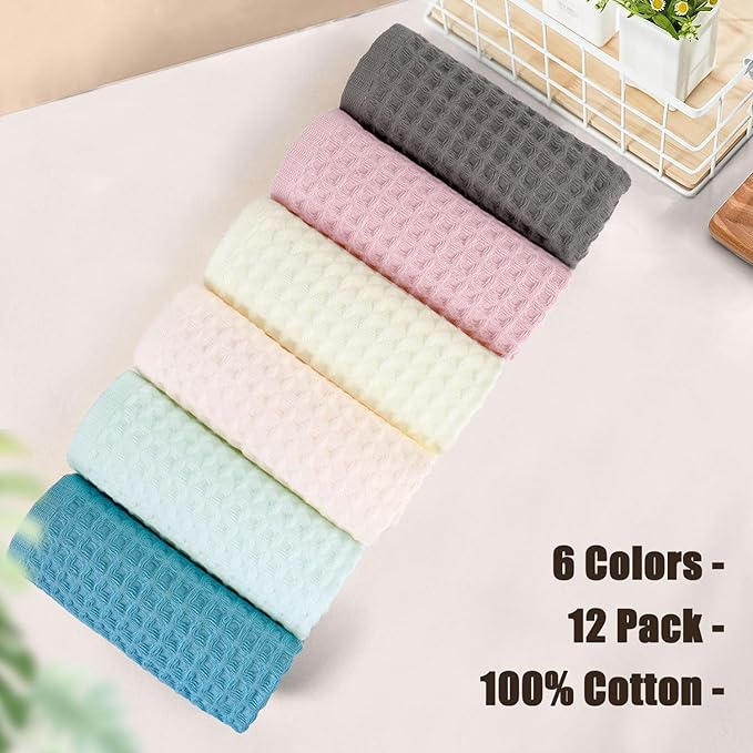 Cleanbear Waffle Wash Cloths Set of 12, Cotton Washcloths - Image 3