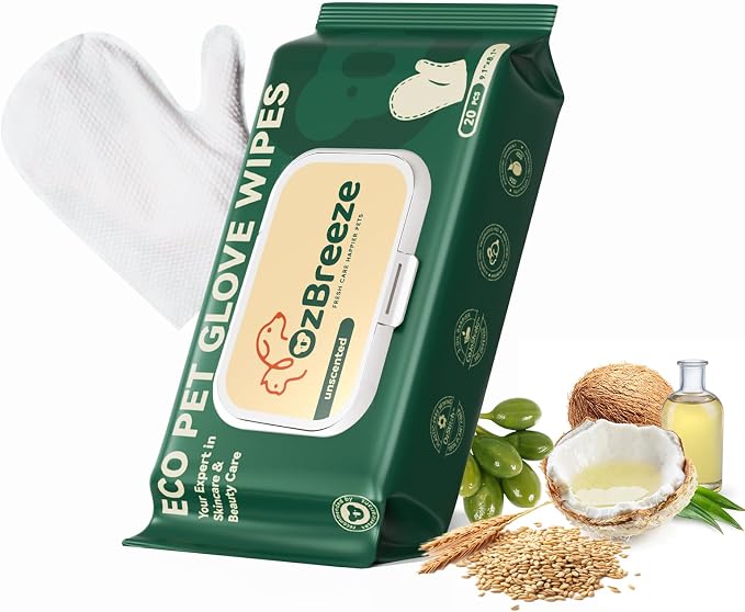 ECO PET Glove Wipes, PET Cleaning & Deodorizing Bath Wipes by FreshCareHappierPets