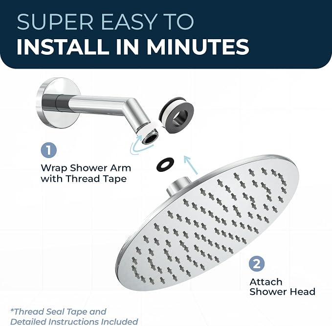 HammerHead Showers® Solid Metal 8 Inch Rainfall Shower Head – CHROME - Image 5