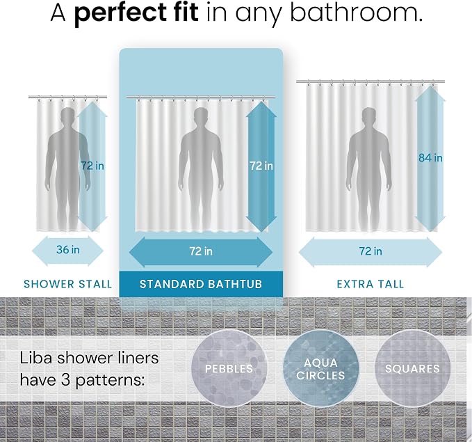 LiBa Plastic Shower Curtain, Heavy Duty 8G Shower Curtain - Image 4