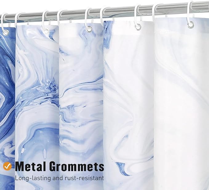 MitoVilla Navy Blue Marble Long Shower Curtain 72 x 78, Abstract 78 inch Long - Image 3