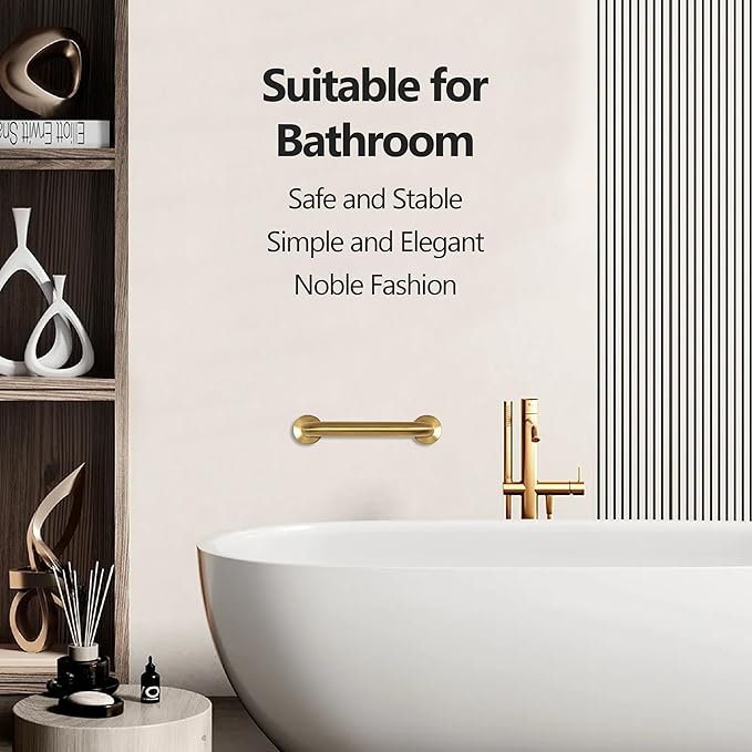 Shower Grab Bar, 2 Pack 12 Inch Gold Bathroom Safety Bar, 1.25" Diameter 304 - Image 3