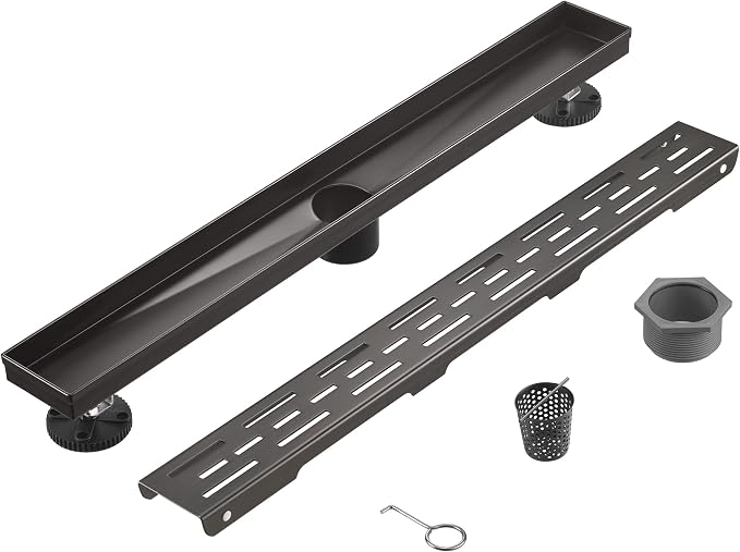 HEATGENE 24-Inch Linear Shower Drain in Venetian Bronze by HEATGENE