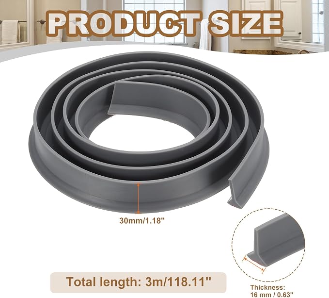 PATIKIL 118 Inch Collapsible Shower Threshold Water Dam Guard, Shower Stopper - Image 2