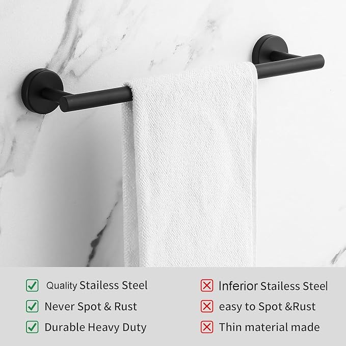 Bathroom Hardware Set Matte Black, 10 Pieces Bathroom Accessories Set Includes - Image 6
