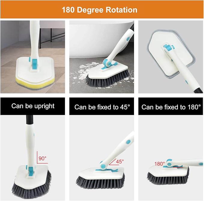 Long Handled Scrub Brush for Shower, 3-in-1 Cleaning Brushes - Image 5
