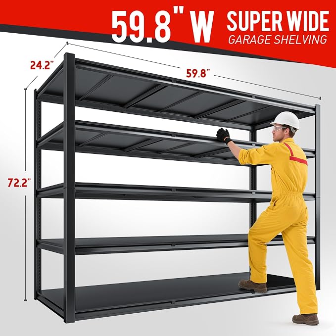 72.2" H Garage Shelving 3000LBS Metal Shelving Unit Adjustable Garage Storage - Image 3