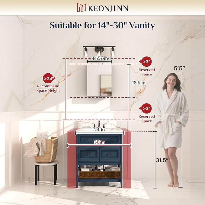 Keonjinn Small Black Medicine Cabinet 14.5 x 18.5 Inch, Assembly Needed - Image 6