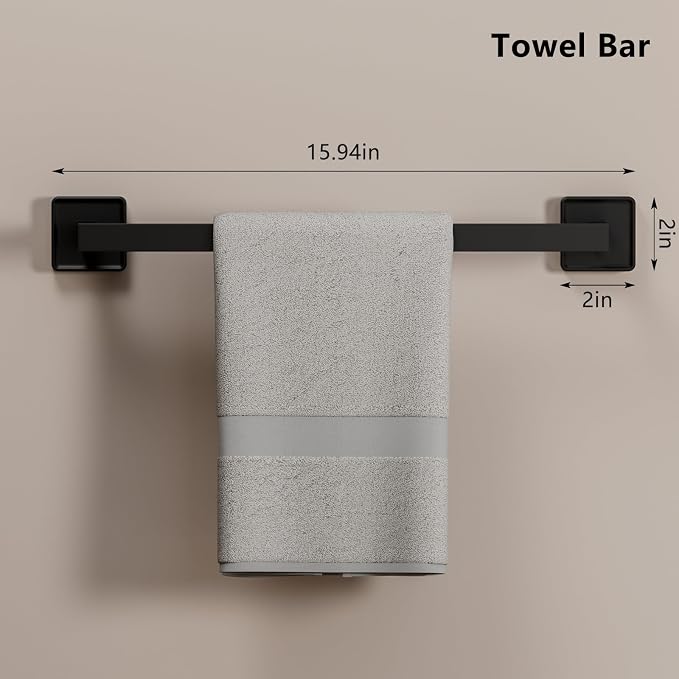 5-Pieces Matte Black Bathroom Hardware Accessories Set, SUS304 Stainless Steel - Image 7