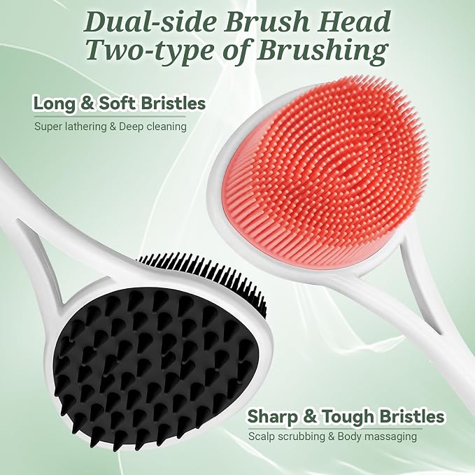 Silicone Back & Body & Face Scrubbers Set 4PCS, 15.35’’ Soft Back Scrubber - Image 7