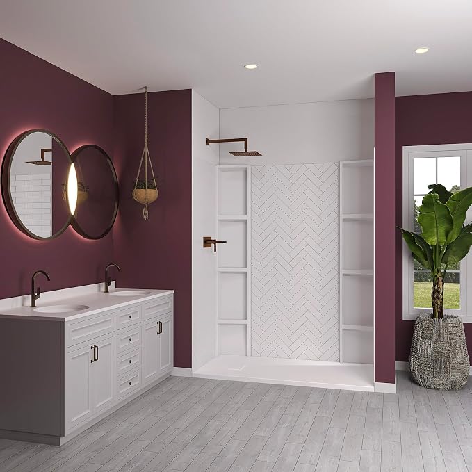 White Acrylic Shower Wall Surround 36"x 60"x 80" - Image 2