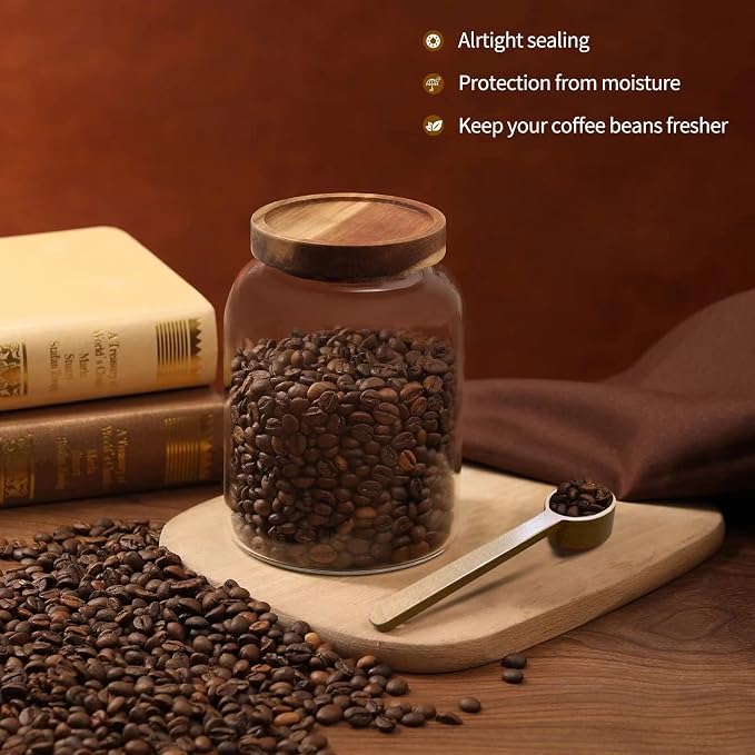 Glass Coffee Storage Jar with Lids Scoop Round Glass Coffee Ground Containers - Image 3