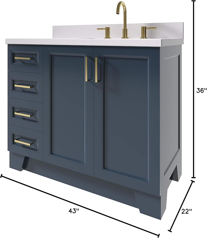ARIEL Taylor 43 Inch Blue Bathroom Vanity - Image 2