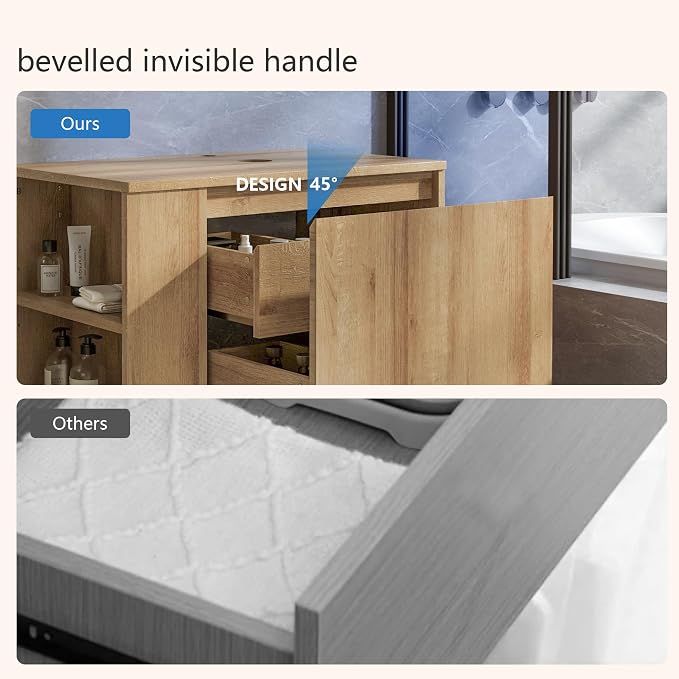Bathroom Vanity, Natural Color Wall-Mounted Bathroom Vanity - Image 5