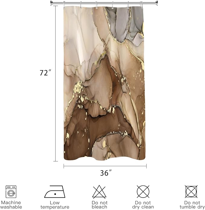 Small Stall Marble Shower Curtain 36 x 72 Inch, Half Narrow Abstract Modern - Image 6