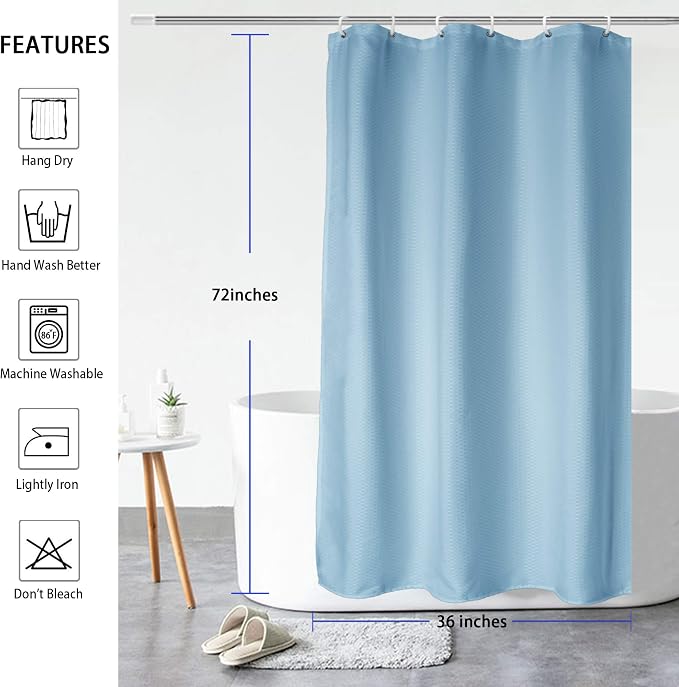 AooHome 36x72 Inch Stall Size Shower Curtain, Soft Fabric Waffle Weave Bathroom - Image 3