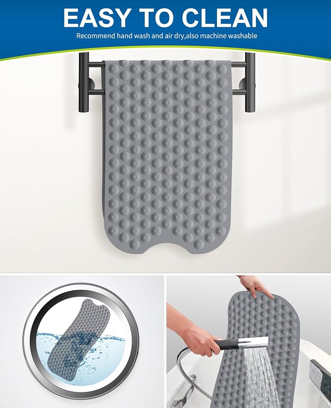 Bathtub Mat Non-Slip Without Suction Cups, 39x16inch Extra Long Bath Mats - Image 7