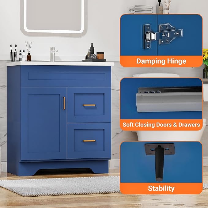 30-Inch Premium Wooden Bathroom Vanity - Image 7