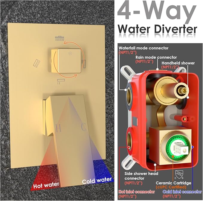 ENGA Shower System with Tub Spout, Bathtub Shower Faucet Combo Set - Image 7