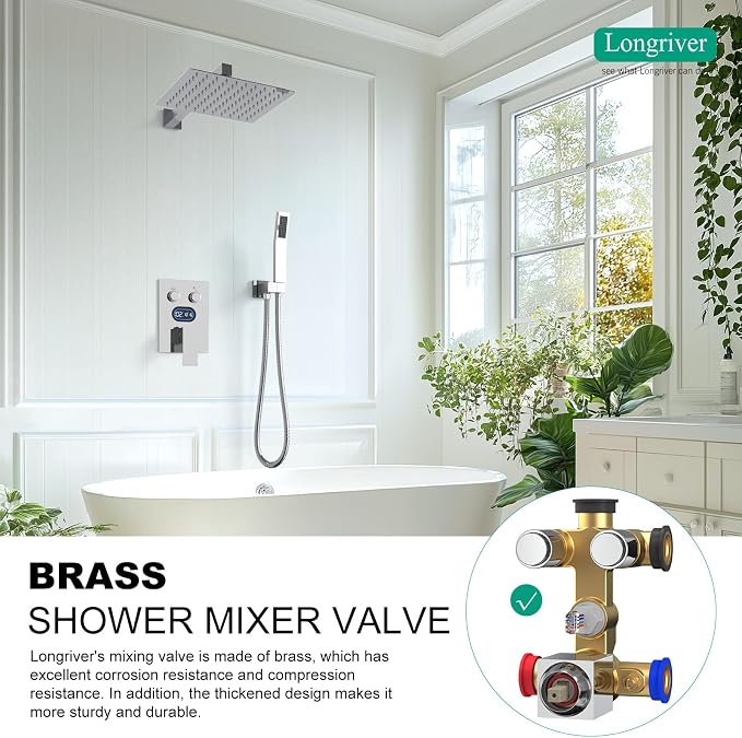Push Button Diverter Shower Faucet Set Hydro Power Temperature Display - Image 6