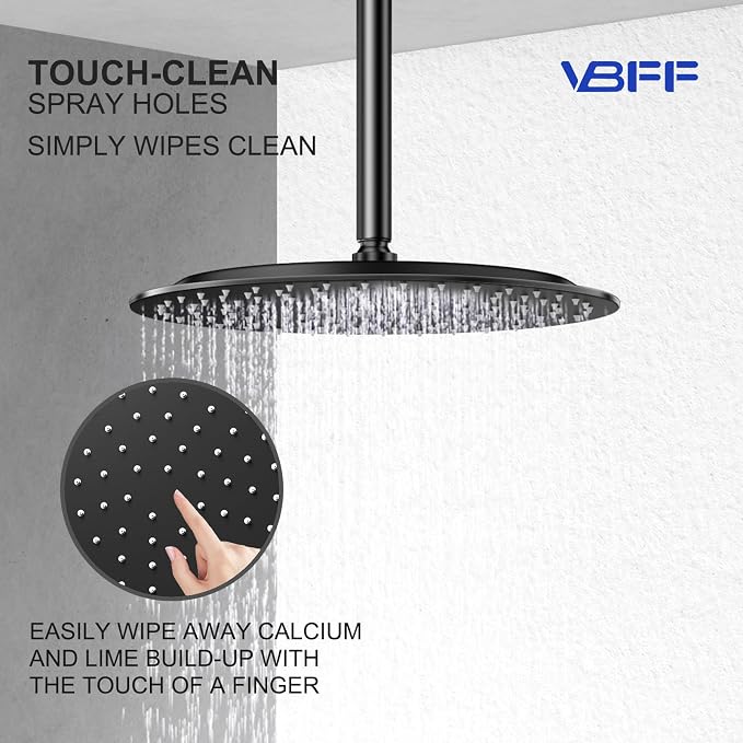 VBFF-Shower Head, rain shower head, 12 inch- Round Shower Head, 1.8 GPM Flow - Image 7