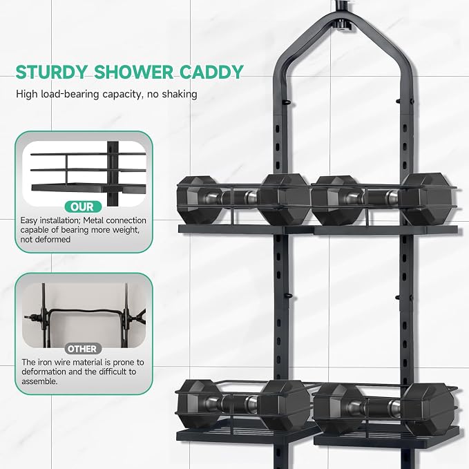Shower Caddy Hanging for Handheld Showerheads Adjustable Height Extra Long - Image 6