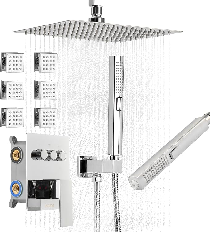 VEVOR Shower Faucet Set, 10 Inch Ceiling Mount Rainfall Shower System by VEVOR
