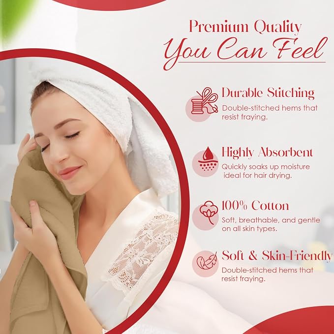 RIVERSIDE 6 Pack Premium Hand Towels Set, 16x28 inches, 100% Ring Spun Cotton - Image 4