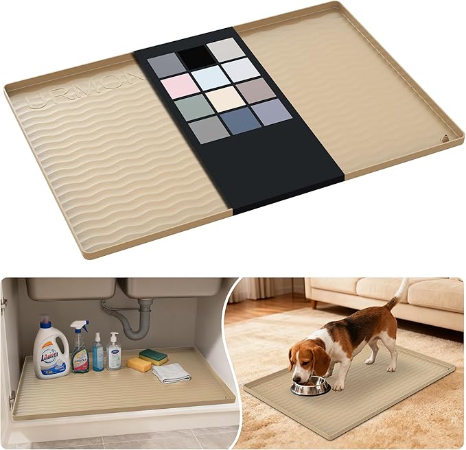 URMONA Waterproof Silicone Under Sink Mat 28'' x 19'' Shelf Liner by URMONA