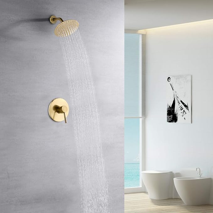 sumerain Brushed Gold Shower Faucet Set - Image 3