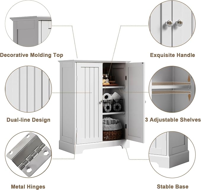 ChooChoo Bathroom Floor Cabinet, Modern Bathroom Storage Cabinet - Image 4