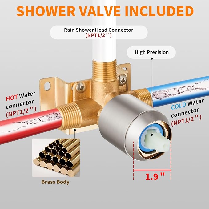 Brushed Nickel Shower Faucet Single Function Trim Kit - Image 6