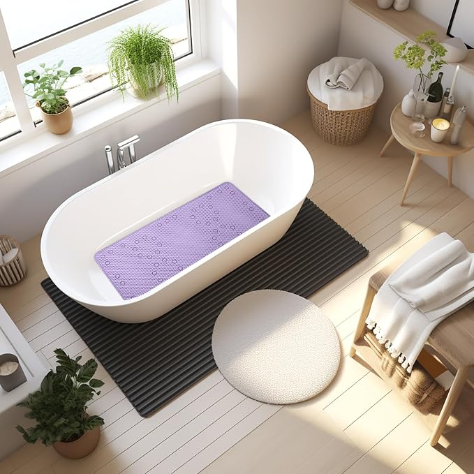 Bathtub Mat Non Slip 36” X 17” Purple Shower Mat Soft Foam Bath Mats - Image 7