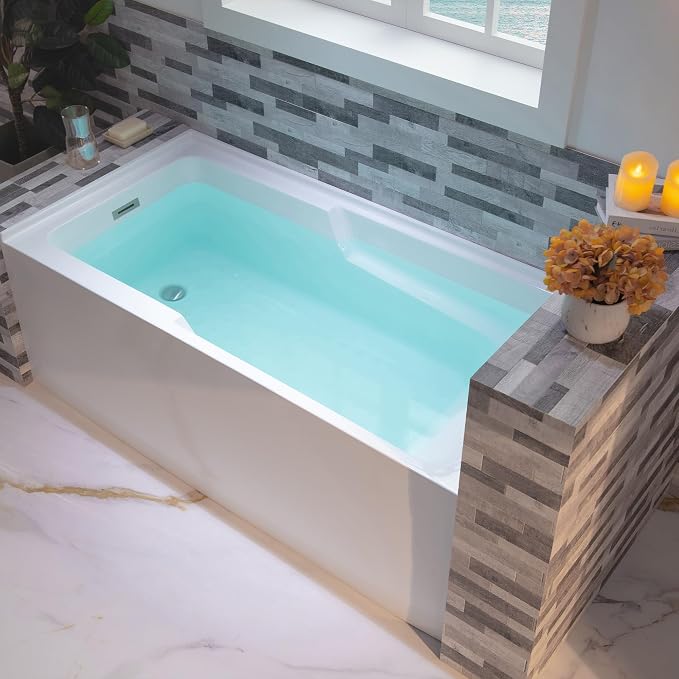 WOODBRIDGE 60" Acrylic Rectangular Alcove Soaking Bathtub in White by WOODBRIDGE