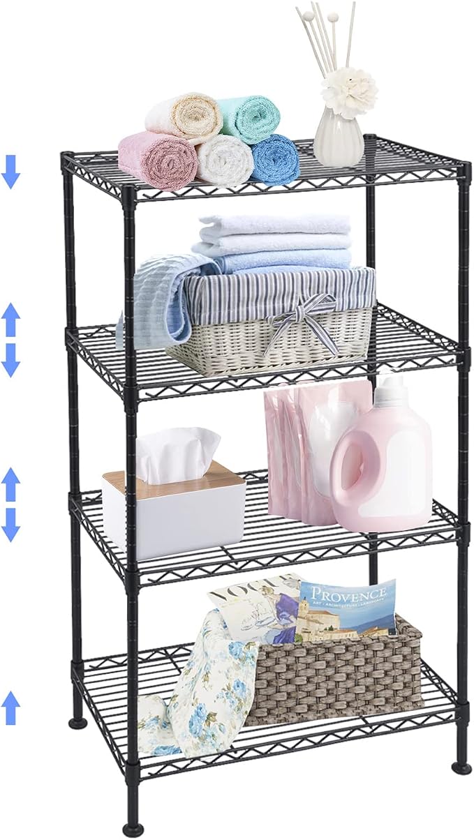 BNSPLY 4 Tier Wire Shelving Unit, Height Adjustable Wire Shelves by BNSPLY