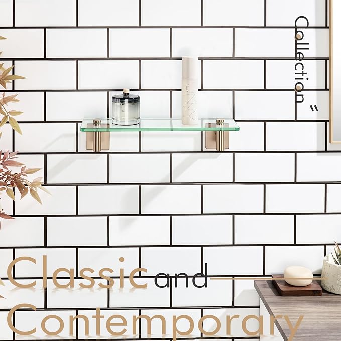 KOKOSIRI Wall Shelves Bathroom Hardware Glass Floating Shelf Small Hanging Rack - Image 12