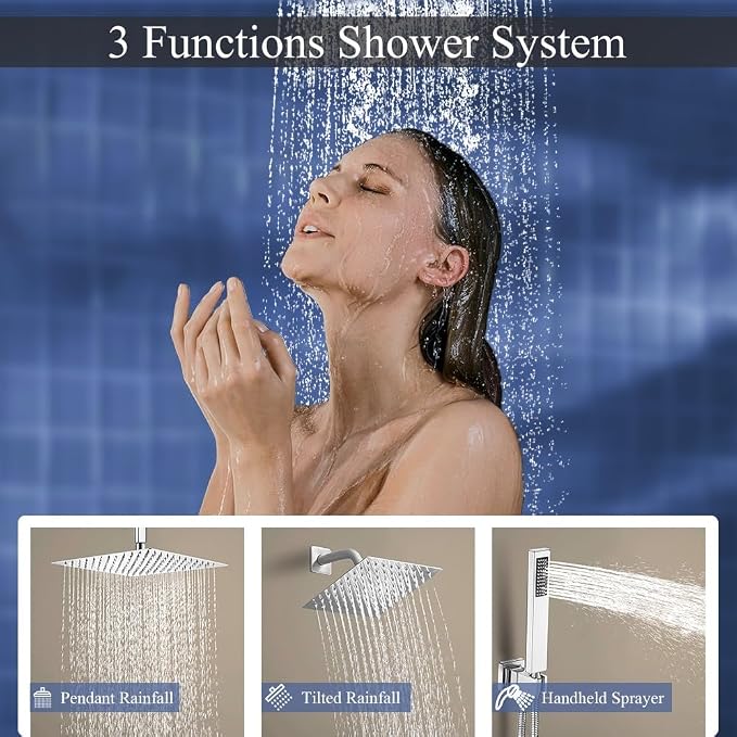 Shower Faucet Set Polished Chrome Shower System, Knob Switch Diverter Shower - Image 3