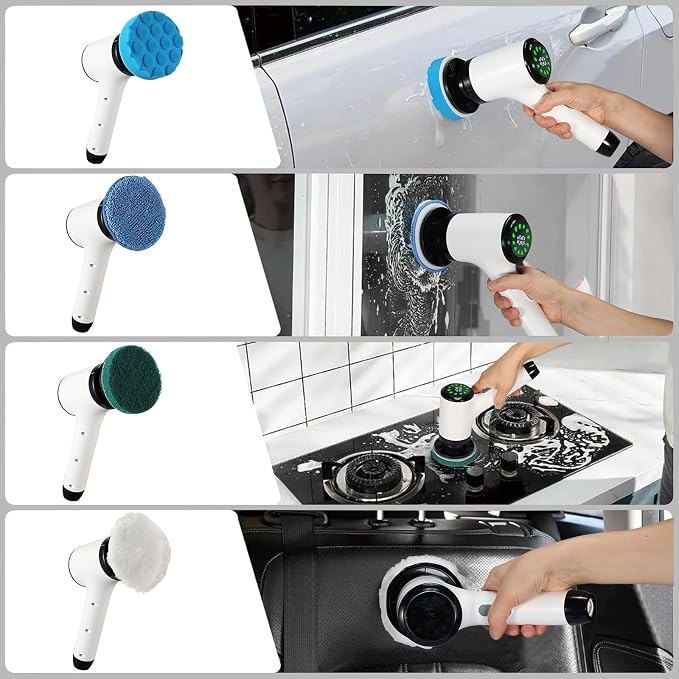 Electric Spin Scrubber for Cleaning-2 Adjustable Speeds, 8 Cleaning Brushes - Image 9