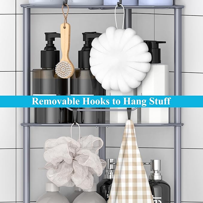 4 Tier Floor Standing Corner Shower Caddy Organizer Shelf - Image 4