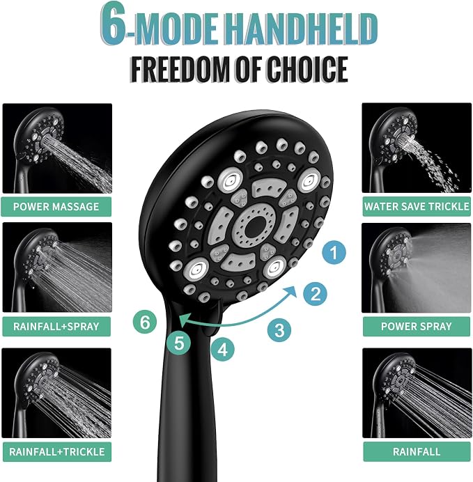 SR SUN RISE Matte Black Shower Faucet Set - Image 4