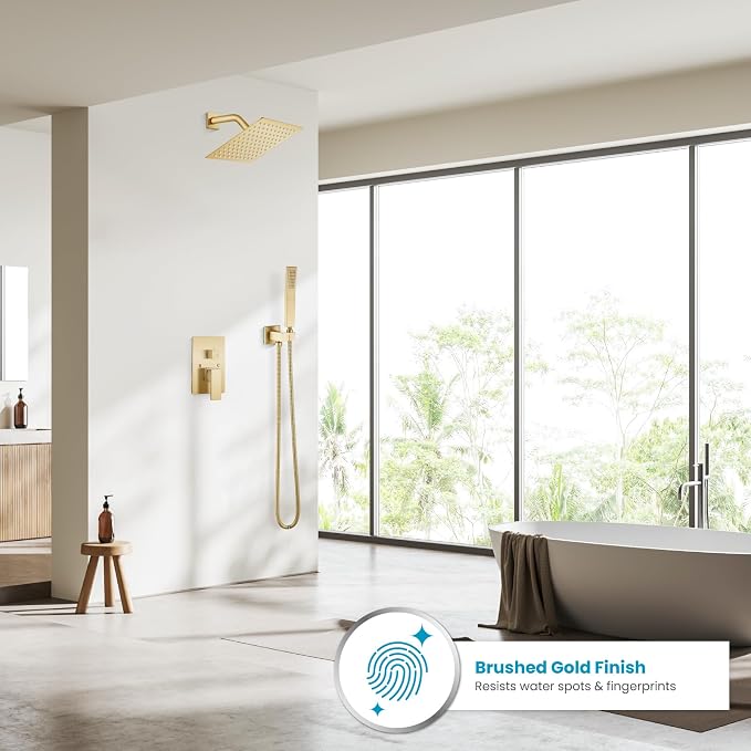gotonovo Rainfall Bathroom Shower System Rain Shower Head and Handle Set Wall - Image 2