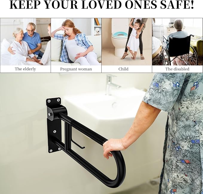 Toilet Grab Bar 22.4 Inch, YuanDe Flip Up Grab Bar - Image 7