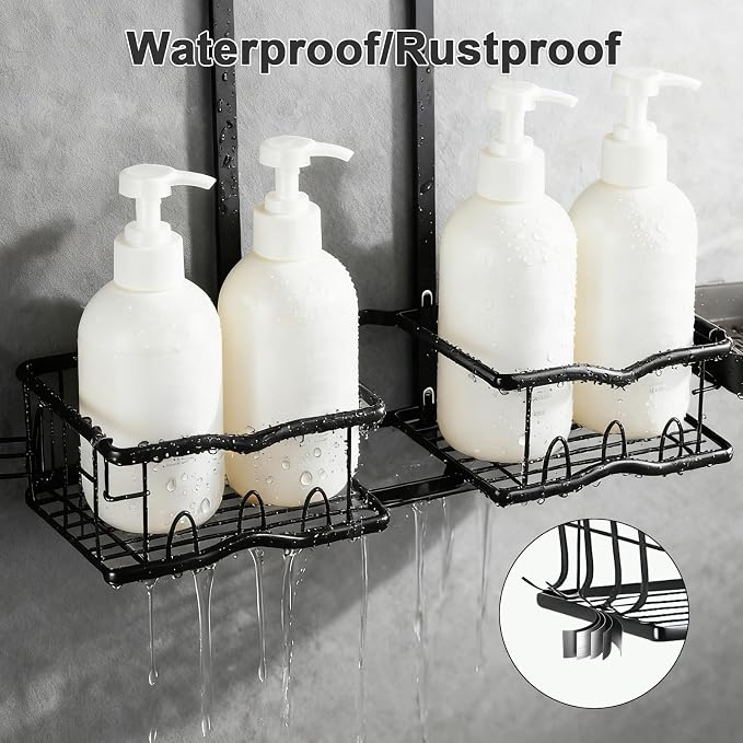 Shower Caddy Hanging Organizer, Rustproof Over Shower Head Caddy Holder - Image 4