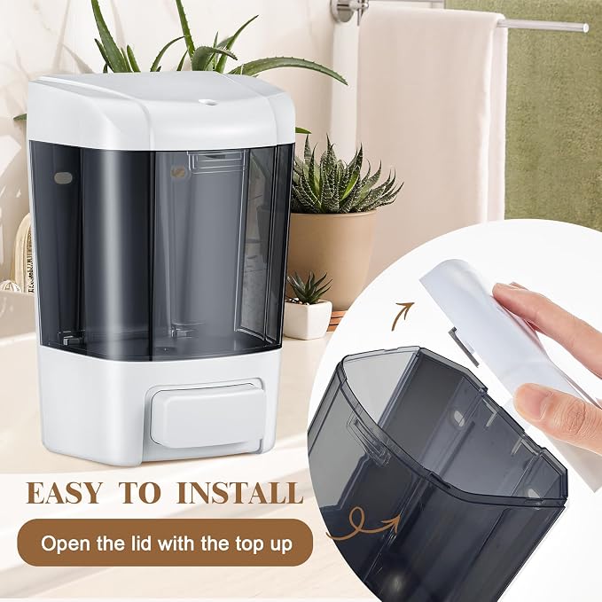 Hushee 4 Pcs Plastic Wall Mounted Soap Dispenser Commercial Manual Soap - Image 3