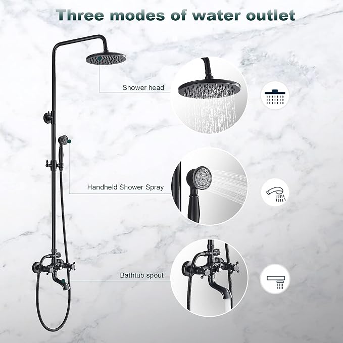 NeierThodore Oil Rubbed Bronze Shower Faucet Set Complete Shower System 8 Rain - Image 2